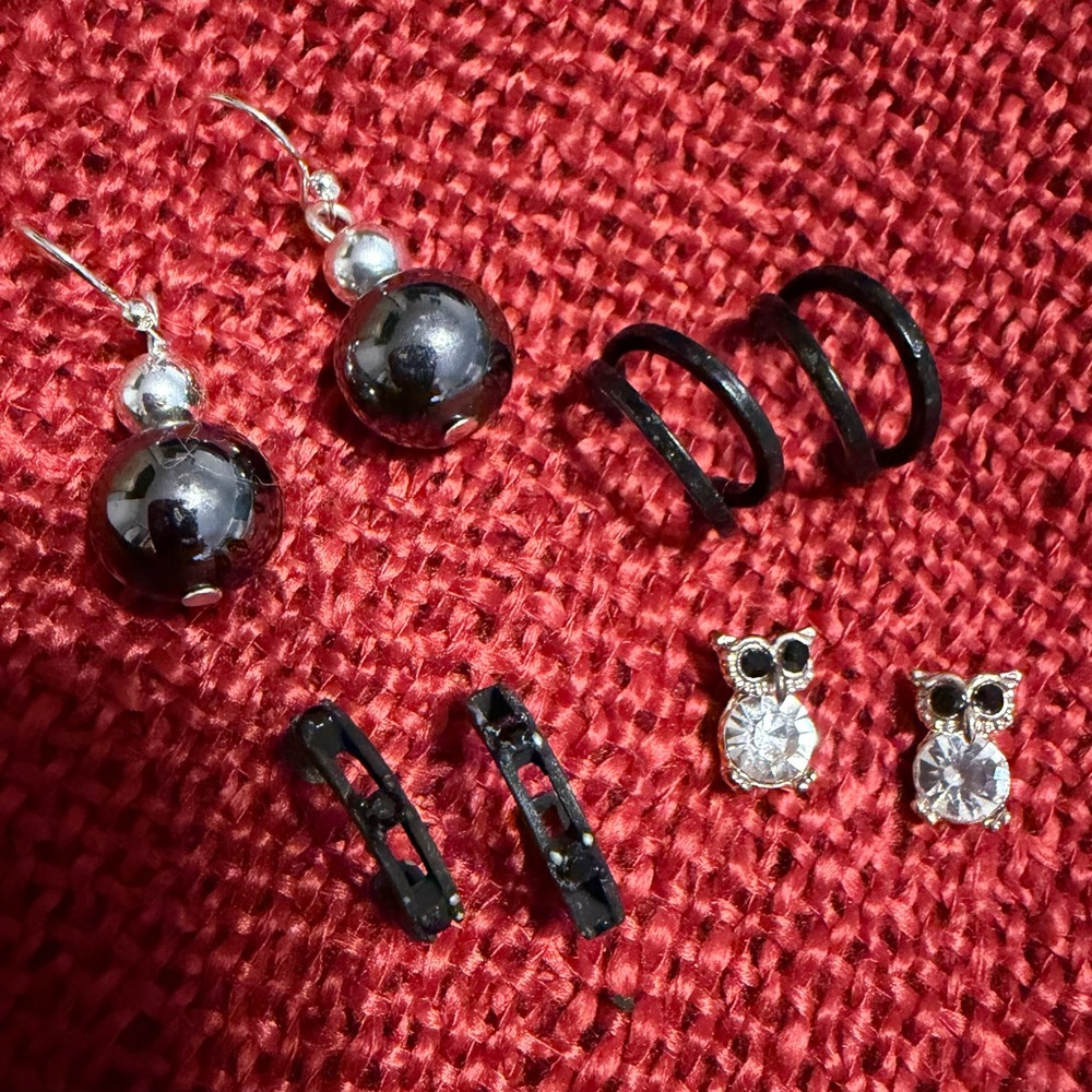 Elegant Black and Silver Women's Earrings Set